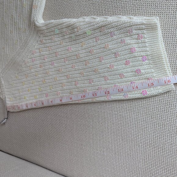 KOOKAÏ White/Cream sequined knit sweater with mid-length sleeves, Size M - Picture 8 of 13